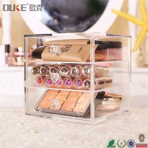 Сладко кристално козметично устройство за съхранение и грим с 3 чекмеджета